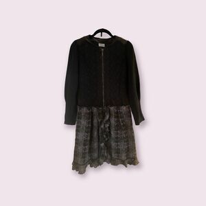 Philosophy di Alberta Ferretti Mohair/Wool Embroidered/Plaid Brown Coat - Size 6